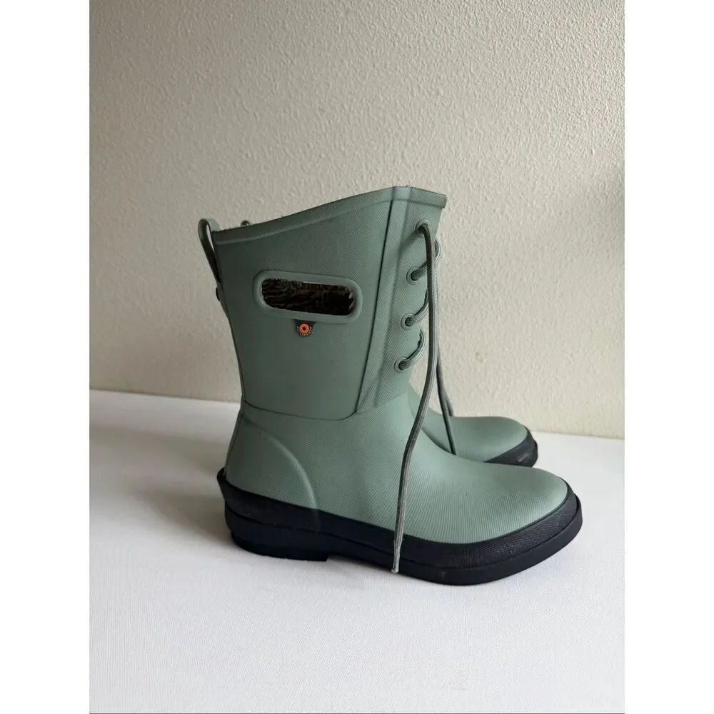 Bogs Amanda Plush Dark Green Winter Waterproof Boots For Women size 7.5